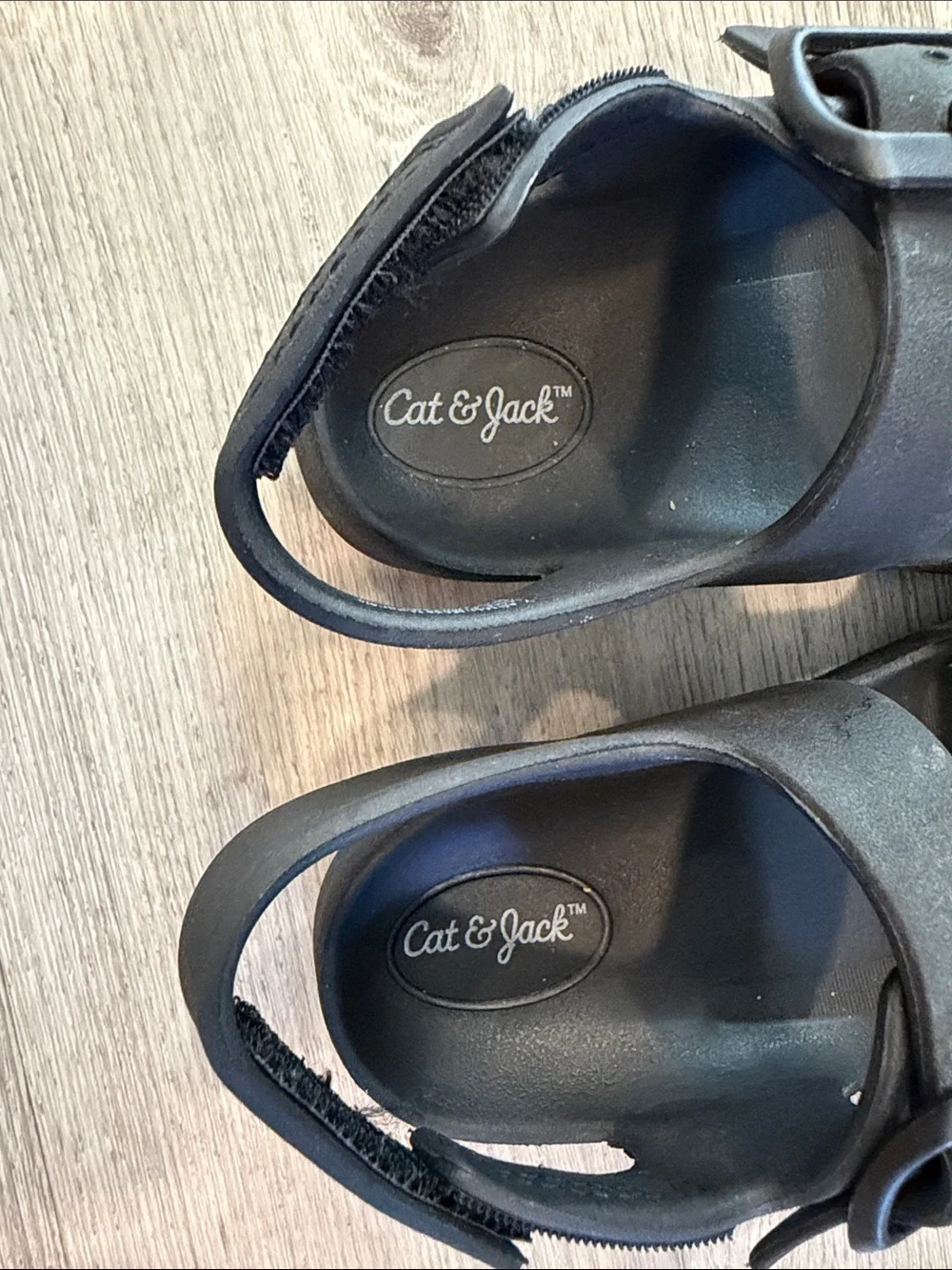Cat & Jack Black Double-Buckle Kids Sandals size 7 Toddler